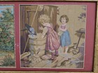 Vintage Framed Tapestry Wall Art Decor Children Ornate Gold Frame Granny Chic