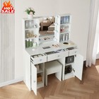 White Vanity Desk Set With Led Lighted Mirror  Makeup Dressing Table And Stool