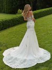 Elegant Strapless 3d Floral Mermaid Wedding Dresses Lace Applique Bridal Gowns