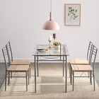 5pcs Dining Table Set Metal Glass Table And 4 Chairs Kitchen Breakfast Home