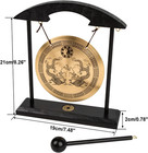 Feng Shui Mini Gong With Wooden Stand Dragon Design Zen Meditation Desk Decor