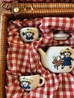 Madeline Porcelain Childrens Miniature Tea Set Wicker Picnic Basket Minimal Wear