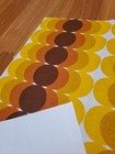 Awesome Rare Vintage Mid Century Retro 70s 60s Yel Brn Circles Rows Fabric  Wow