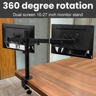 Double Twin Arm Desk Mount Bracket Lcd Computer Monitor Stand 13   -27    Screen Tv