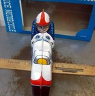 Vintage 1960s Large Lithographed Friction Tin Toy Police Motorcycle  Japan  New