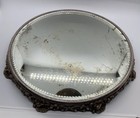 Antique Victorian Ornate Round Scallop Beveled Vanity Display Dresser Mirror 10 