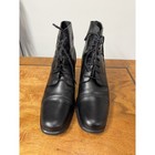 Vtg 90s Women s 6 5 Black Leather Witchy Victorian Lace-up Edwardian Heels Boots