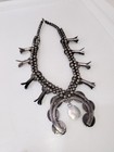 Native American Navajo Sterling Silver Turquoise Squash Blossom Necklace Vintage