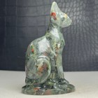 Natural Crystal Mineral Specimen african Blood Stone hand-carved Cat statue mp