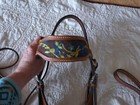 Blue   Gold Embroidered Leather Horse Tack Set Bridle  Bit  Breast Collar  Reins