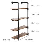 4 Tier Industrial Pipe Shelf Bathroom Shelves Wall Mounted Rustic Wood Shelf New