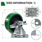 4   Caster Wheels Heavy Duty Casters  Polyurethane On Cast Iron  Swivel Casters