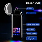 Electric Lighter  Usb Rechargeable Windproof Dual Arc Small Black-a
