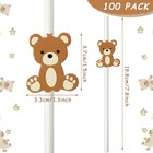 100 Pcs Bear Paper Straws Little Cutie 0 24 X 7 76 Inches  White brown