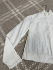 Antique 1910s White Cotton Edwardian Blouse Shirt Eyelet Lace Collar Victorian