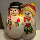    vtg Lighted Vacuum Form Plastic Snowman Couple Wall Plaque Christmas Decor 3d