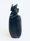 Vintage Fine Hand Carved Wood Wooden Bottle  w Pearl And Great Detail