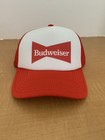 Budweiser Hat Cap Snapback Truckers Hat Mesh Red White Logo
