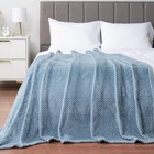 Dusty Blue Waffle Textured Fleece Throw Blanket Sofa Couch Bed 60x80 Inch