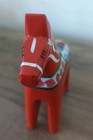 Vintage Swedish Hand Painted Carved Red Wood Dala Horse 4 Inch Tall