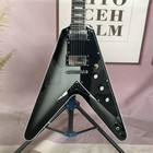 Flying V Electric Guitar Silver Gray Top back Black Fretboard Hh Pickup Hardware
