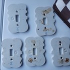 Lot Of 5 Antique Porcelain Single Light Switch Plate Cover Marked Japan
