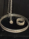 Vintage 925 sterling Twist Style Set  Ring   Earring Pair  Bangle  Brooch 
