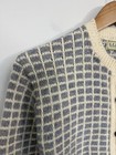 Vintage Ll Bean Wool Knit Cardigan Sweater Women M Gray Geometric 70 s 80 s