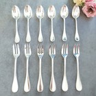 Christofle Perles 12pc Silverplate Flatware Cake Fork Coffee Spoon Box Excellent