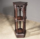 43  Tall Antique French Gothic Revival Stand end Table Highly Carved Oak Wood