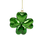 Green Blown Glass Shamrock Clover Ornament  St Patrick s Day  4  X 4  Nwt