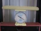 Vintage Awesome Sturdy Antique Yellow Metal Nursery Baby Weight Scale