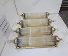 Set Of 4  Vintage Art Deco Brass   Glass Rod Wall Sconces Nautical Ship Light