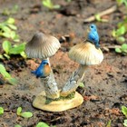 Bluebirds On Mushroom Miniature Resin Fairy Garden Bird Figure Weather Resistant