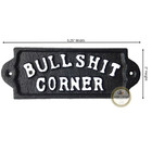 Cast Iron Bullshit Corner Sign Man Cave Wall Decor Plaque Embossed Black   White