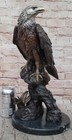 Two Tone American Bald Eagle Bronze Statue Sculpture Figure Marble Base 18  X 9 
