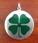1-1 8in Large Vintage Sterling Silver Enamel Clover Thomae Medal Charm Pendant