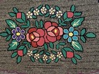 Vintage Antique Handmade Flowers Hooked Rug  42   x24   