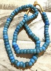 Genuine Antique Blue Padre Crow Venetian Glass Trade Bead Strand 103 Beads C1890