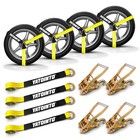 4 Pack 2 x96  Car Tie Down Straps For Trailers With J Hooks