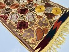 Vintage Chiapas Mexican Floral Embroidered Table Runner 54 l X 18 w Natural Tone