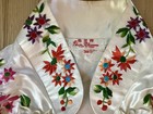 Plum Blossoms Vintage Silk Coat Kimono Jacket Embroidered Flowers Birds White 38