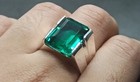 10 Carat Lab Created Rich Green Emerald Sterling Silver 925 Handmade Mens Ring