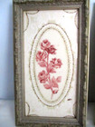 Vtg Set Of 3 Small Framed Pink Rose Floral Ceramic Tile Framed Wall Art  9  X 5 