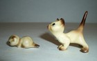 Vtg Hagen Renaker 2 Miniature Siamese Kittens - Drinking  369   Curious  869