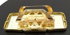 Vintage Estate Floral Pattern And Gold Tone Lipstick Holder With Mirror