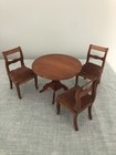 Early Antique German    fruitwood    Dollhouse Table   Chairs 1860s Biedermeier 1 12