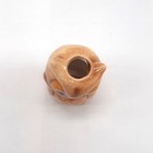 Vintage Ceramic Owl Macram   Bead Figurine Glazed Kitschy Adorable Tan