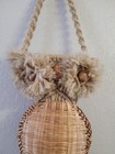 Rattan Macrame Owl Wall Hanging Basket Storage Organization Mcm 70 s Bird Vtg
