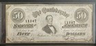 1864 Confederate States Of America  50 Note Jefferson Davis Civil War Currency